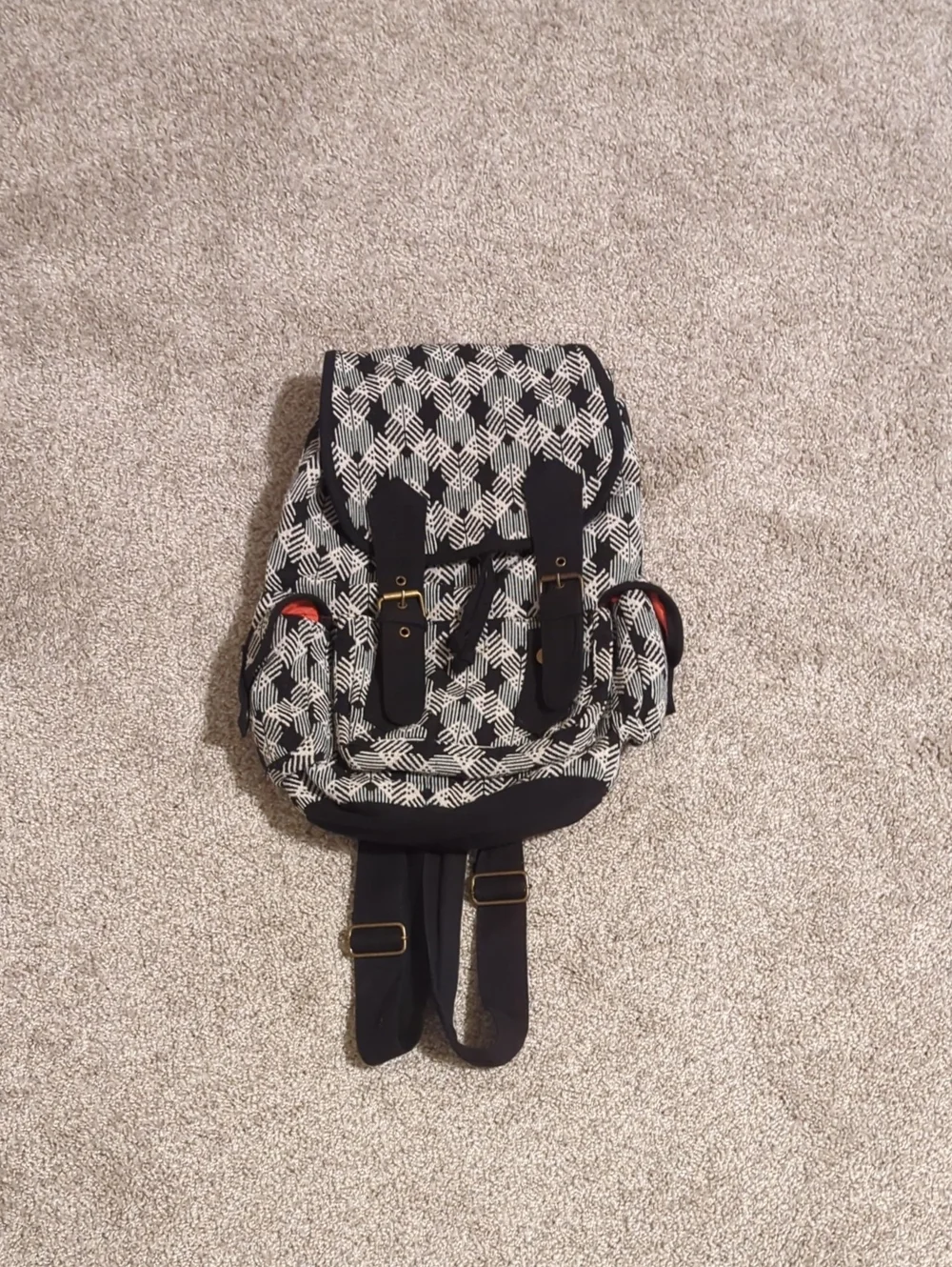 Black and White Patterned Women's Backpack
